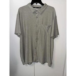 FLX Men’s Button Down Shirt Front Pocket Sz XXL Heathered Grey Soft Comfort
